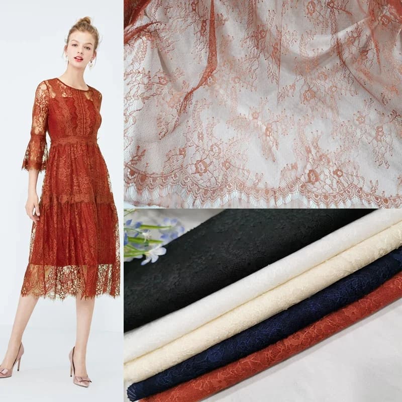 Cut-out Lace Fabric Plant Flowers Small Fresh Thin Dress Decorative Fashion Apparel Sewing Design Wholesale Cloth by the Meter