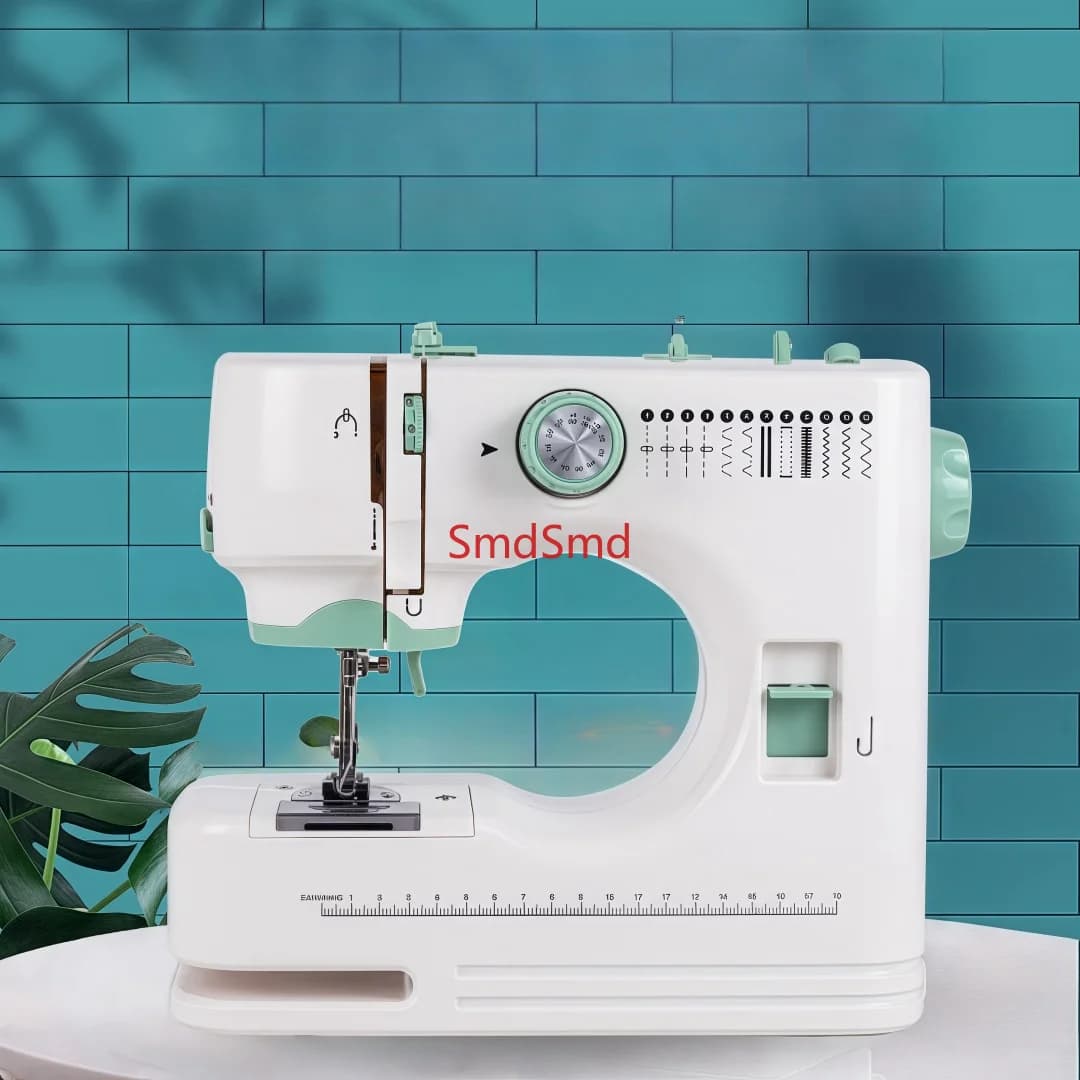 portable Sewing Machine for Beginners with 12 Stitches Pattern LED Light Foot Pedal Double Thread Sewing Kits Plugged In 220V