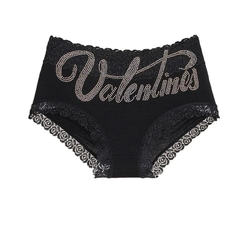 Elegant Mid-Waist Women's Underwear Crystal Seamless Lace Triangle Panties Lingerie Rhinestone Briefs Gifts