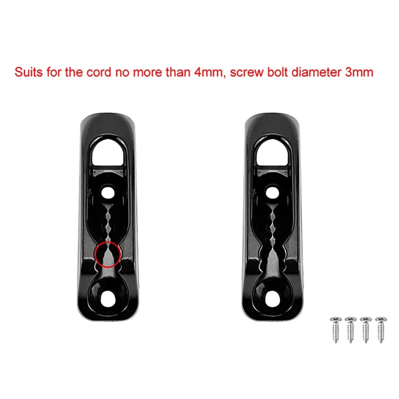 New 2Pcs Boat Jam Cleat Self-Lock Rope Black Nylon Clam Cleat Cord Tensioner Runner Canoeing Kayak Surfing Marine Accessories