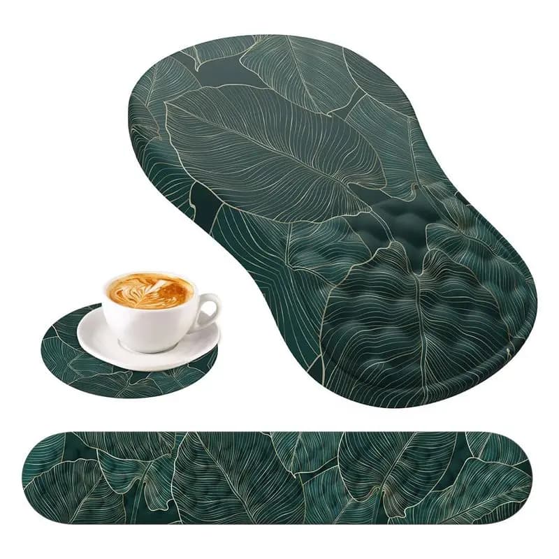 Set di 3 tappetini ergonomici per mouse con poggiapolsi e tappetino per tastiera, tappetini per mouse per computer per scrivania domestica con Coaster-AEF7