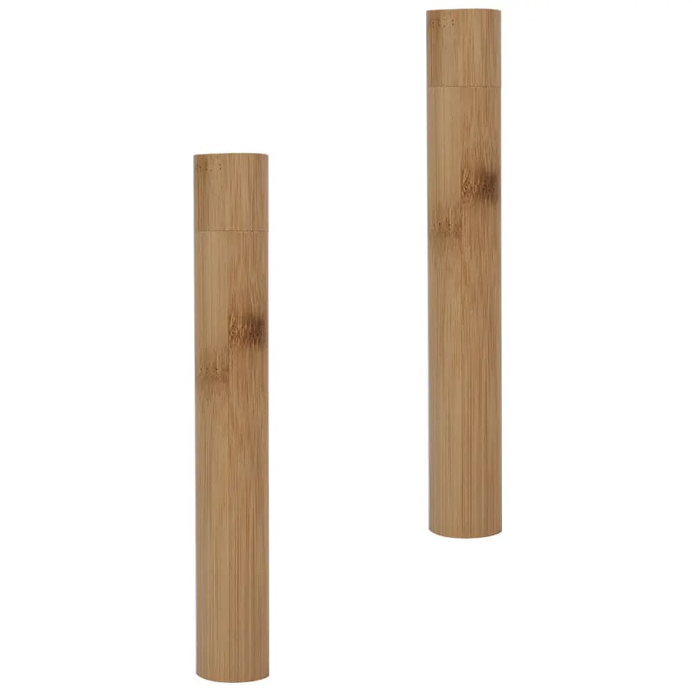 2 Pezzi Porta Spazzolino in Legno, Scatola Portatile da Viaggio, Organizer Compatto per Esterni, Custodia per Spazzolino