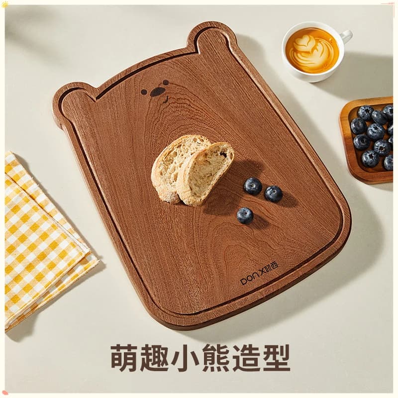 Cute Bear Solid Ebony Wood Cutting Board Baby Food Fruit Tea Cup Serving Tray Kitchen Whole Wood Chopping Board