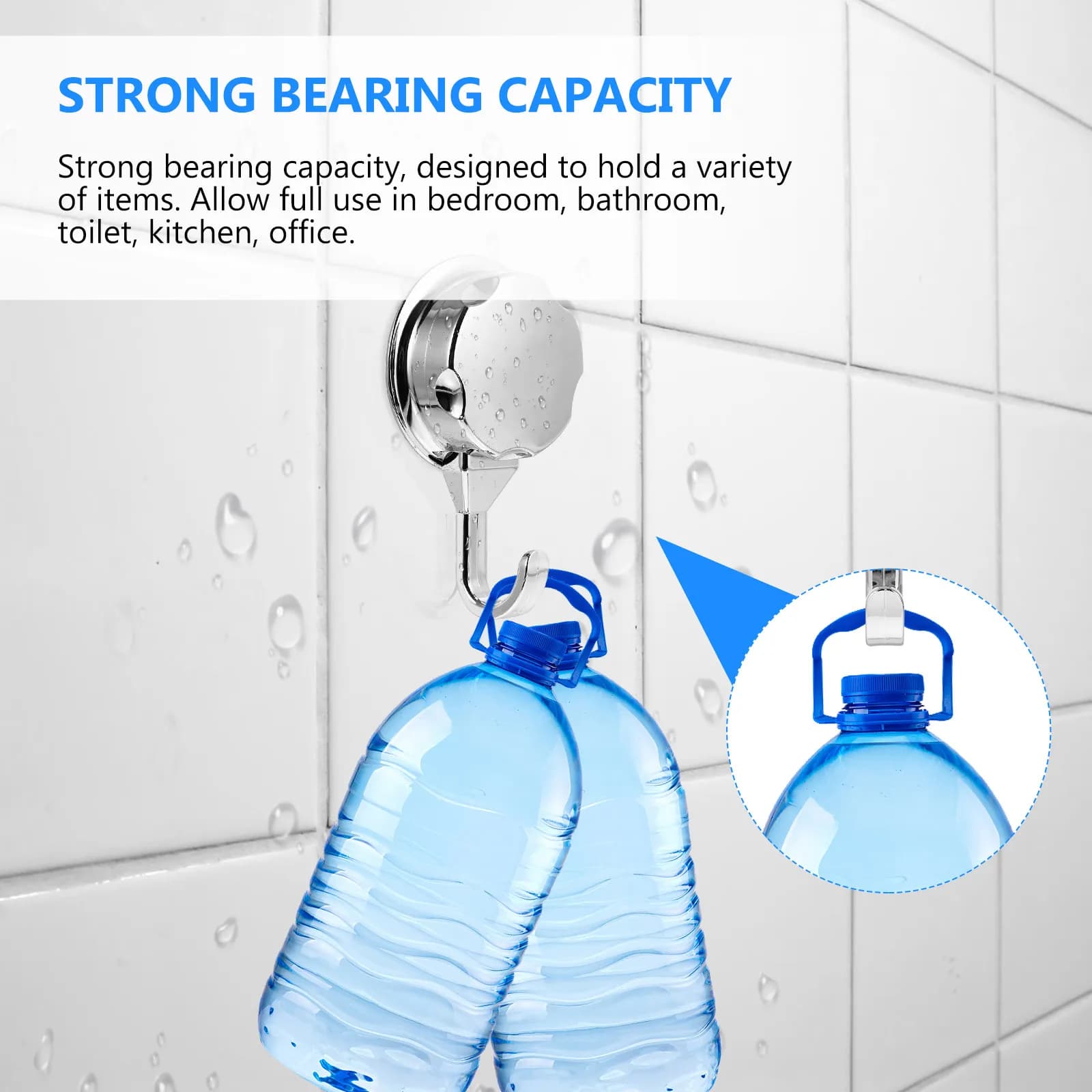Reusable Suction Cup Hooks Strong Vacuum Adhesive Hanging Hooks for Bathroom Kitchen Mirror Glass Smooth Surfaces No Drill Wall