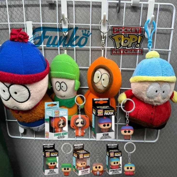 5 New Funko POP Pocket Keychain South Park Kyle Stan Zombie Kenny Cartman Movable Doll Model Toy Children's Birthday Gift