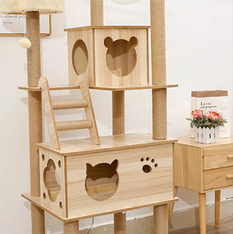 Modern Luxury Cat Tower Large Cat Tree and House Premium Pet Furniture with Rope and Board Materials Easy Carton Packing