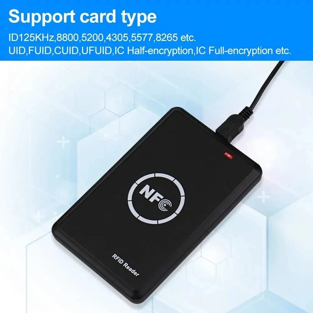 Lettore di schede RFID duplicatore di fotocopiatrici portachiavi lettore di Smart Card NFC scrittore programmatore crittografato 13.56MHz UID Smart Keyfobs