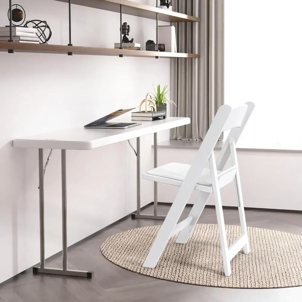 Chairs in resin with cushion, folding chair with comfortable padded seats, perfect for events, parties, interiors and exteriors