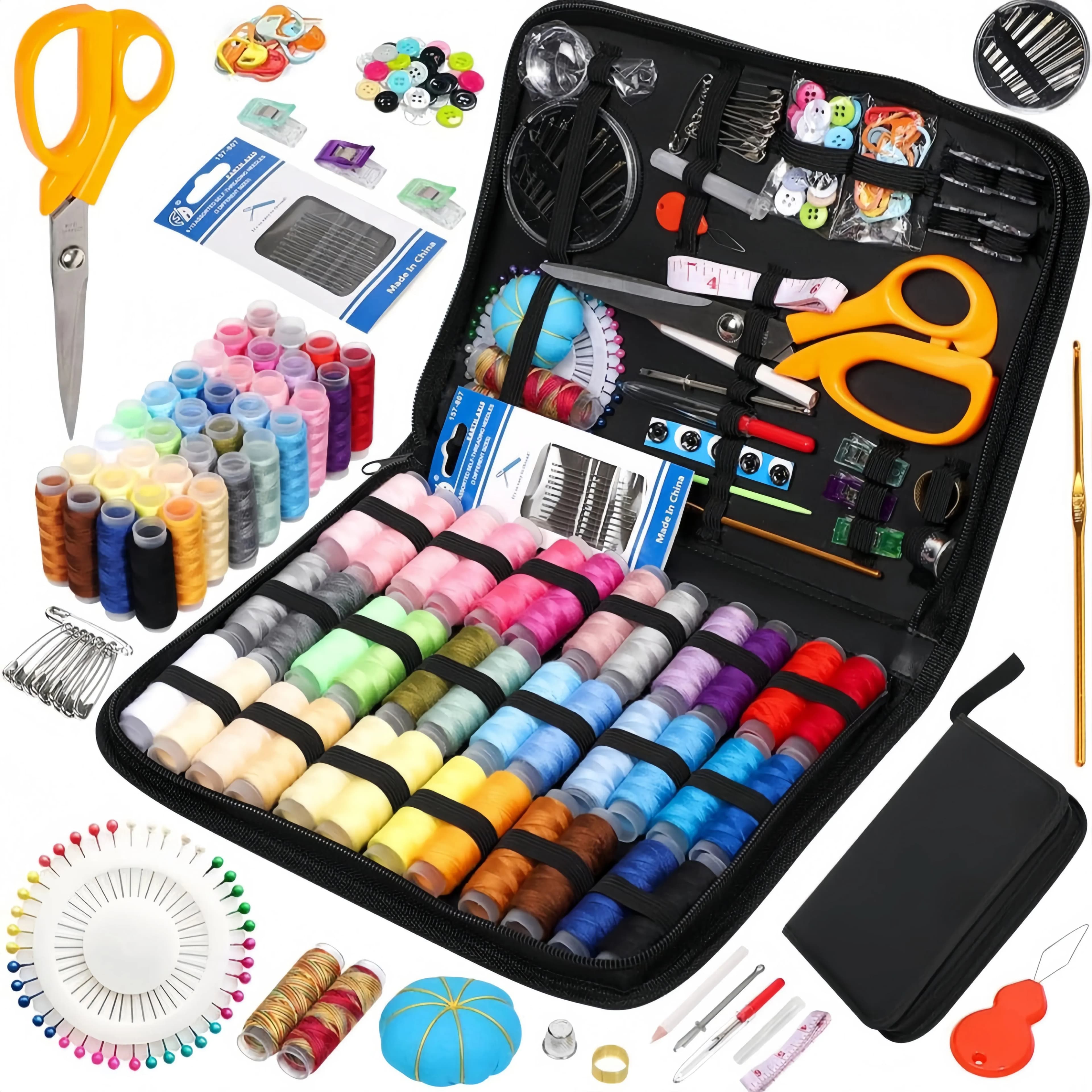 Kit da Cucito Completo con Fili, Aghi, Forbici, Metro a Nastro, Bottoni e Altro per Progetti Fai-da-Te, Artigianato, Casa e Viaggi