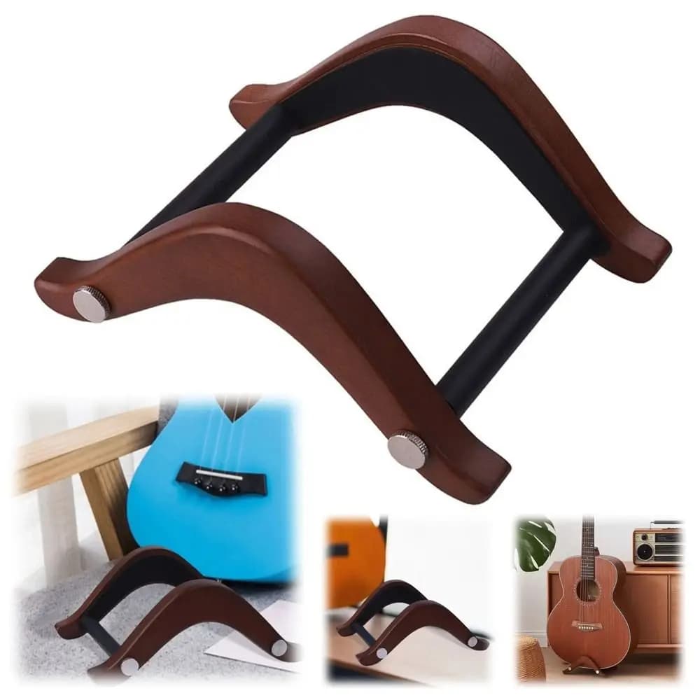 Supporto per chitarra in legno, larghezza regolabile, stabile, supporto per ukulele, facile da usare, protezione, supporto per chitarra, supporto per basso elettrico