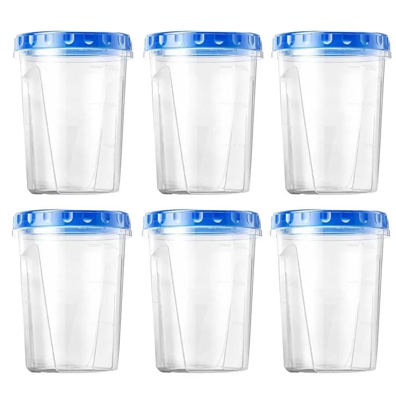 【ULTIMA OCCASIONE】Contenitori in plastica riutilizzabili per alimenti, per insalata/gelato, con coperchi a chiusura a torsione, set da 6 pezzi