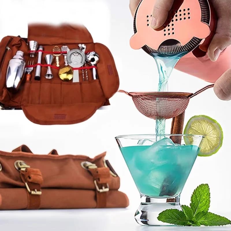 Borsa per attrezzi da bar Kit di attrezzi per barista Set di shaker per cocktail