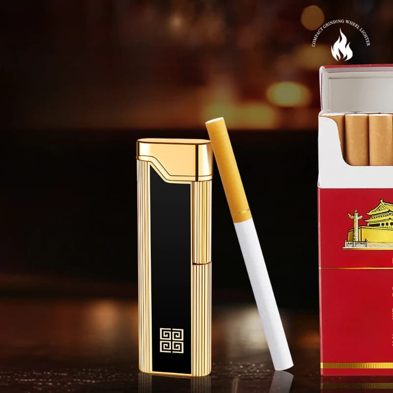 Recently Launched New Slim Portable Inflatable Lighter Grinding Wheel Side Hit Men's Father High-end Gift Lighter Hot Sales