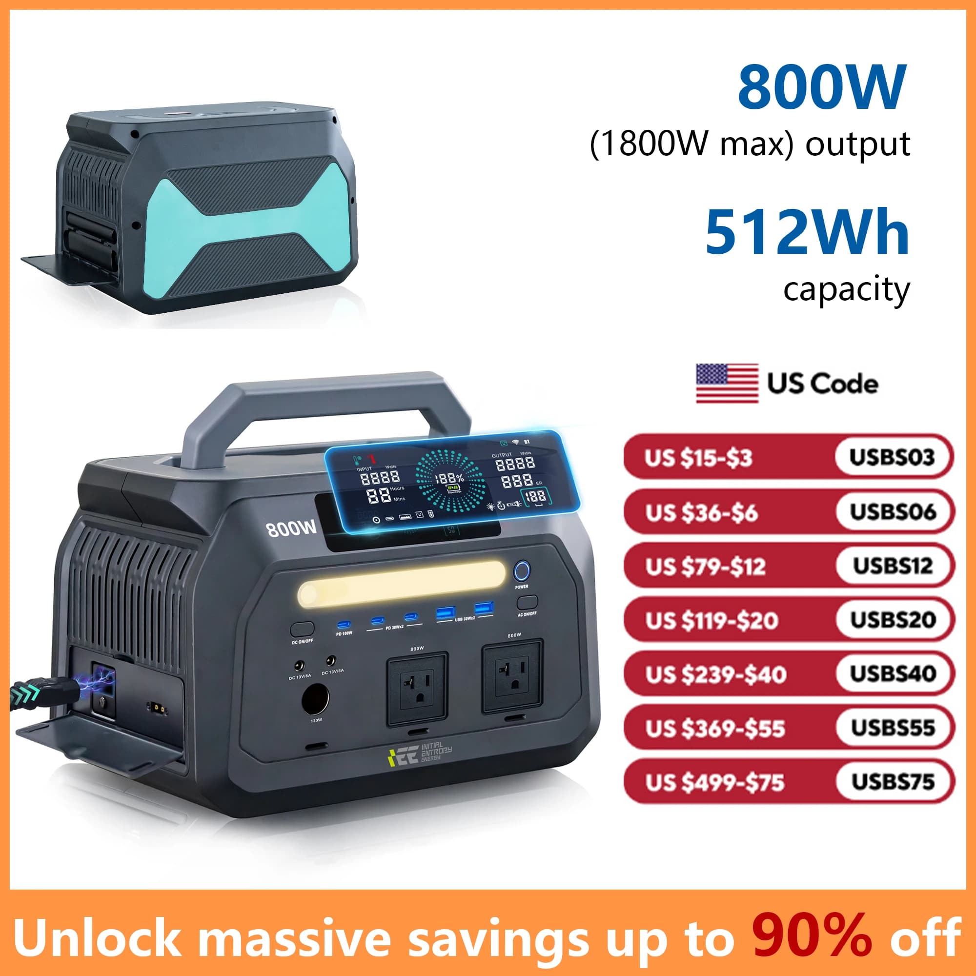 OUKITEL P800E Portable Power Station 800W, Solar Generator 512Wh with LiFePO4 Battery, Domestic Backup, Mobile Power Supply for External Camping