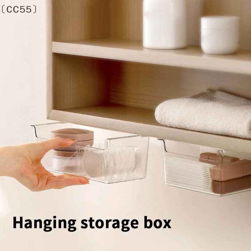 maveraCC55 Scatola portaoggetti stile cassetto sotto l'armadietto a specchio Trasparente Bagno in bastoncino di cotone Bagno Ufficio Ripiano estraibile
