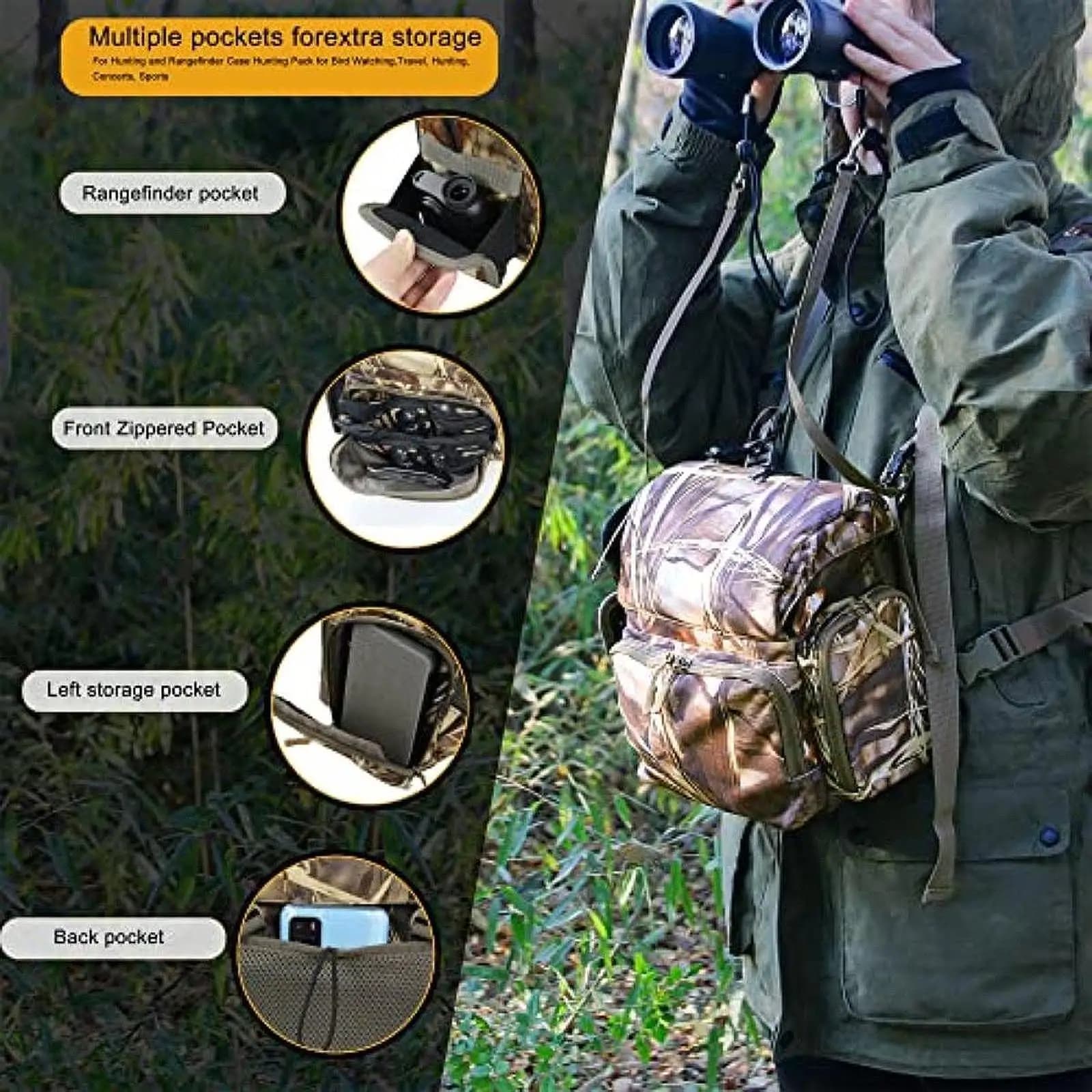 Oxford Velvet Bicycle Belt with Breathable Shoulder Strap, Bino Bag for Hiking, Birdwatching and Backpacking