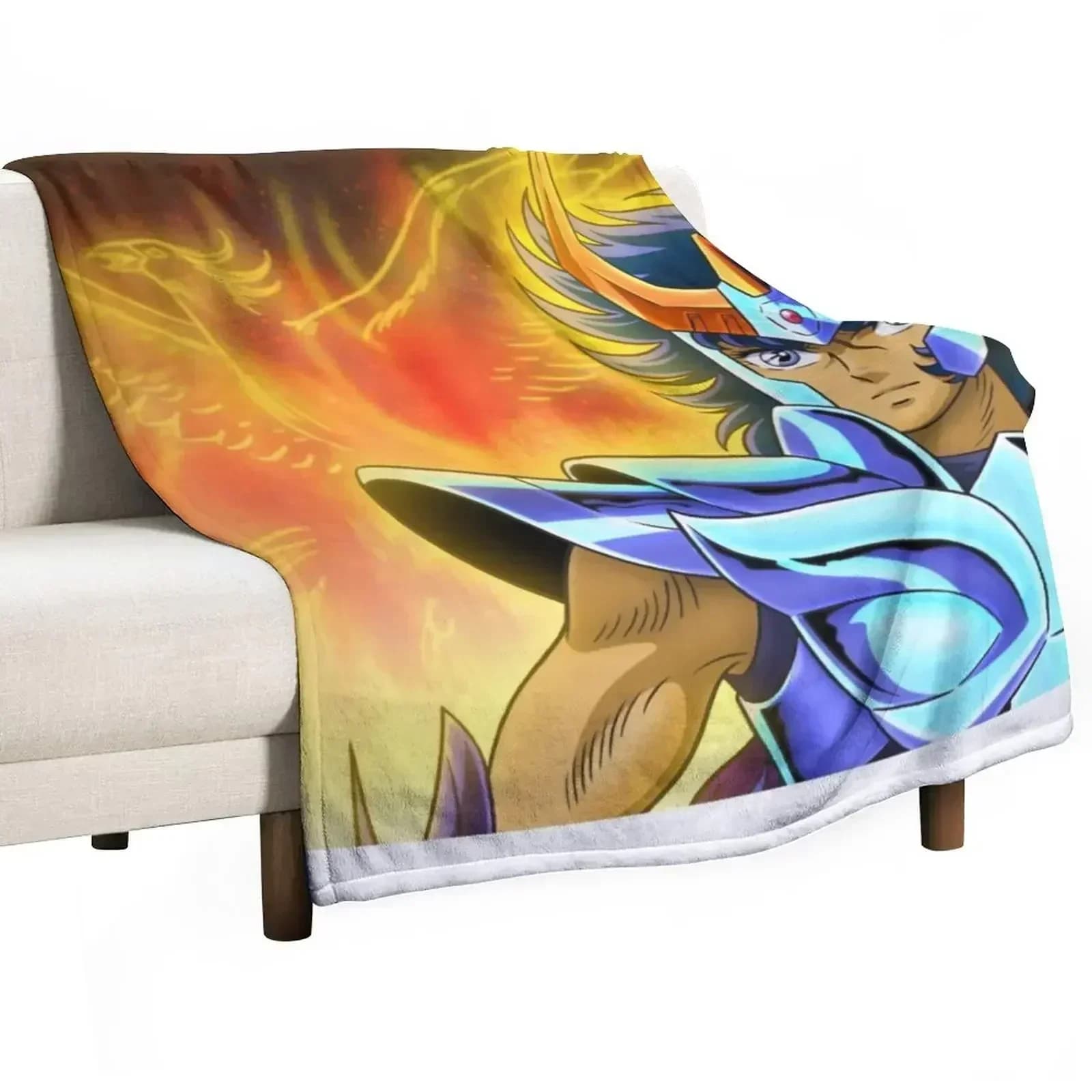 Saint Seiya Knights of the Zodiac Ikki Phoenix Throw Blanket Sleeping Bag Single Hairys for sofa Soft Plaid Shaggy Blankets
