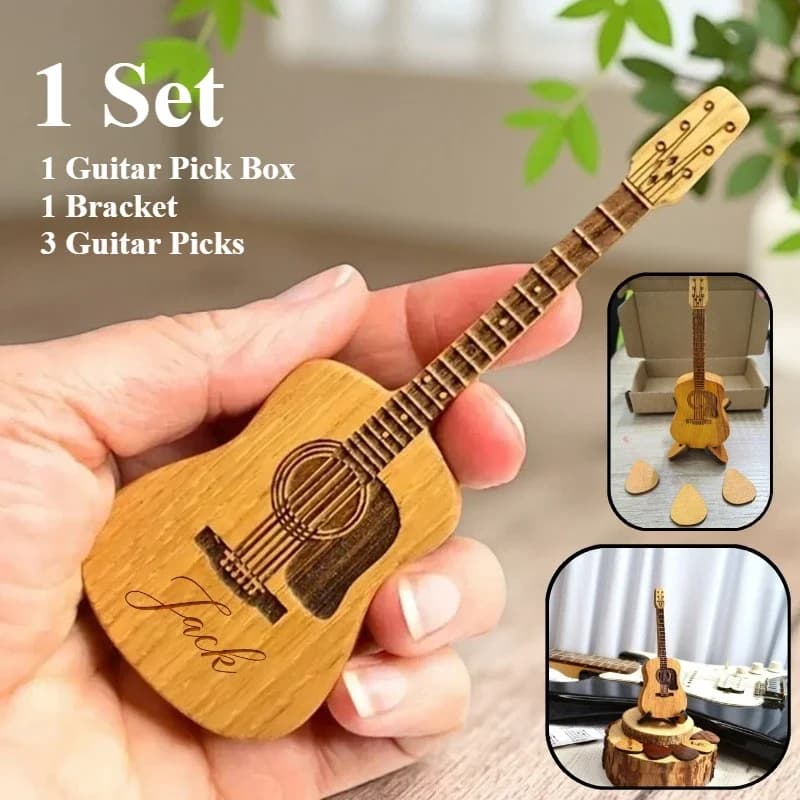 1 Set of Wooden Guitar Picks—A Stylish, Compact Storage Case with Wooden Picks, Perfect for Birthdays and Holidays