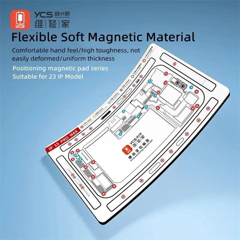 YCS double-sided magnetic plug for phone repair - Precision screw positioning pad with memory foam for iPhone 15 Pro Max/15/14
