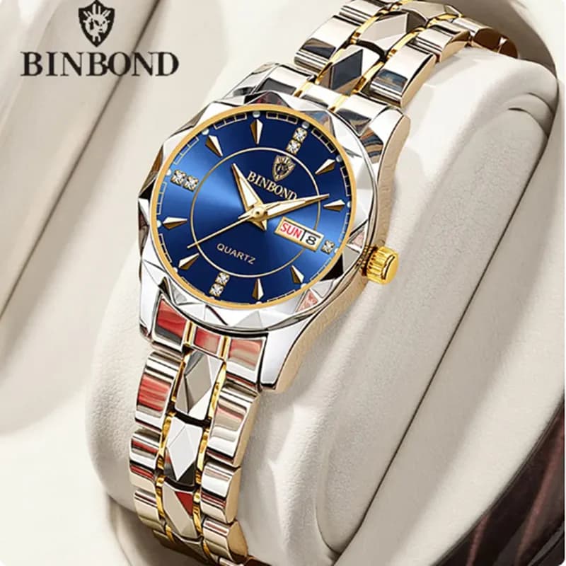 Orologio da Donna BINBOND B5552 di Lusso al Quarzo, Impermeabile con Luce Notturna e Data, Orologio Sportivo da Donna alla Moda -2