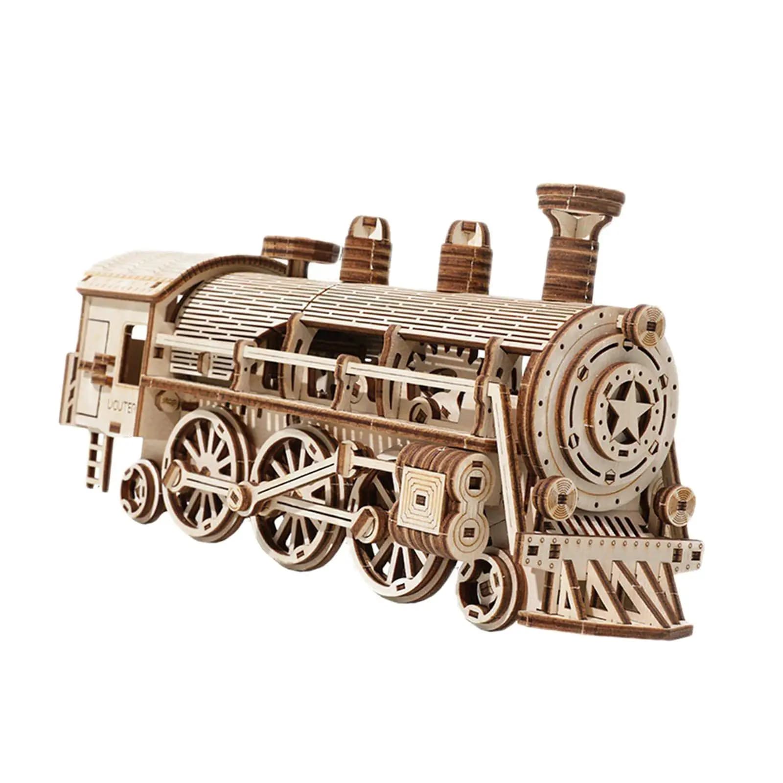 Modellino Treno a Vapore: Materiali Fai-da-te, Giocattolo Educativo Robusto, Puzzle in Legno Rompicapo per Casa, Camera da Letto, Soggiorno, Ufficio, Adulti