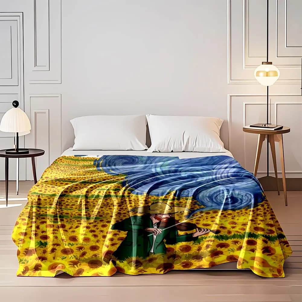 1PC Coperta stile pittura a olio di Van Gogh Coperta per bambini per adulti Biancheria da letto morbida e calda per il divano di casa Regali di lusso da viaggio