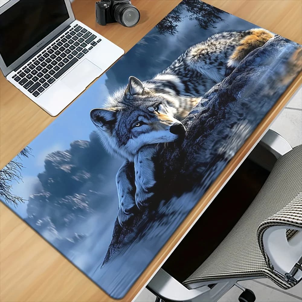Play Mouse Mat with Wolf River Pattern, High Quality Printing, Non-slip Rubber Mat for Laptop Office