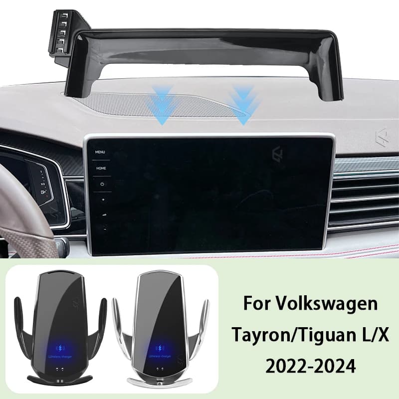 Supporto per telefono per auto Pannello schermo Base fissa per Volkswagen Tayron Tiguan LX 2021-2023 Supporto per ricarica wireless per telefono cellulare per auto
