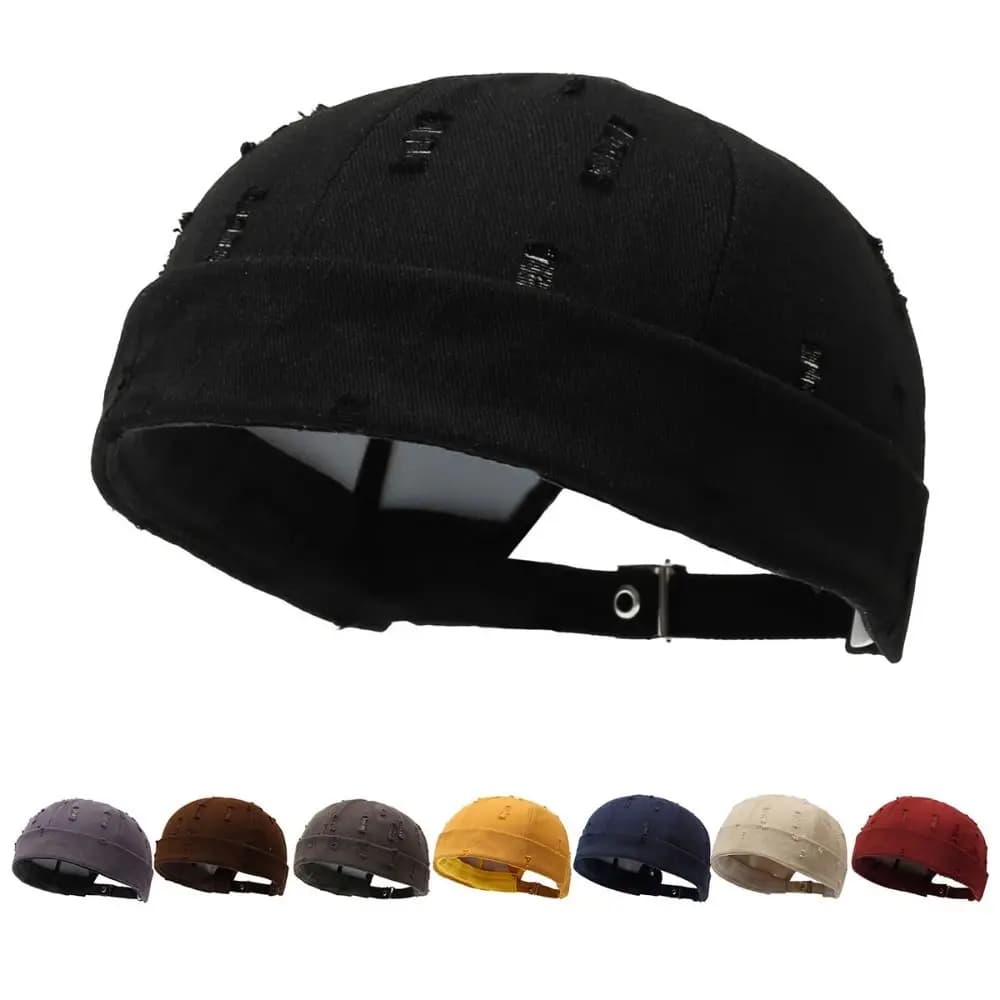 Fashion Hip Hop Beanies Hats Brimless Solid Color Street Hat Cotton Adjustable Landlord Hat Women