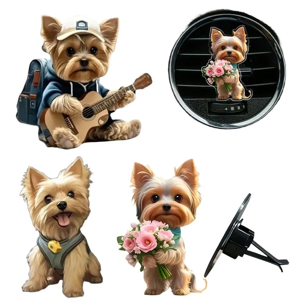 Perfume clip for car intake for dogs Yorkie playing the puppy Clips Aromatherapy Interior Air conditioning Accessories for ukulele H1Y2
