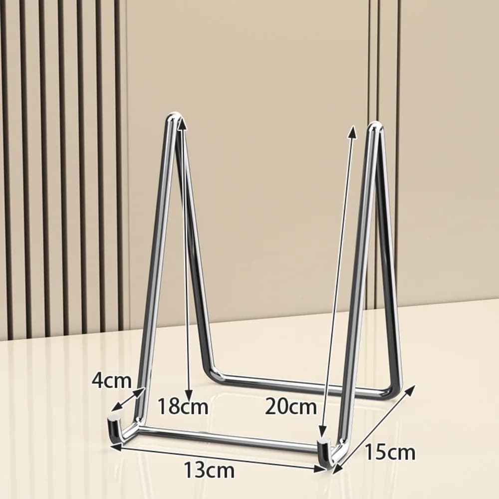 Stainless Steel Plate Stands Space Saving Rust-Proof Picture Book Pedestal Multi Functional Photo Frame Display Stand