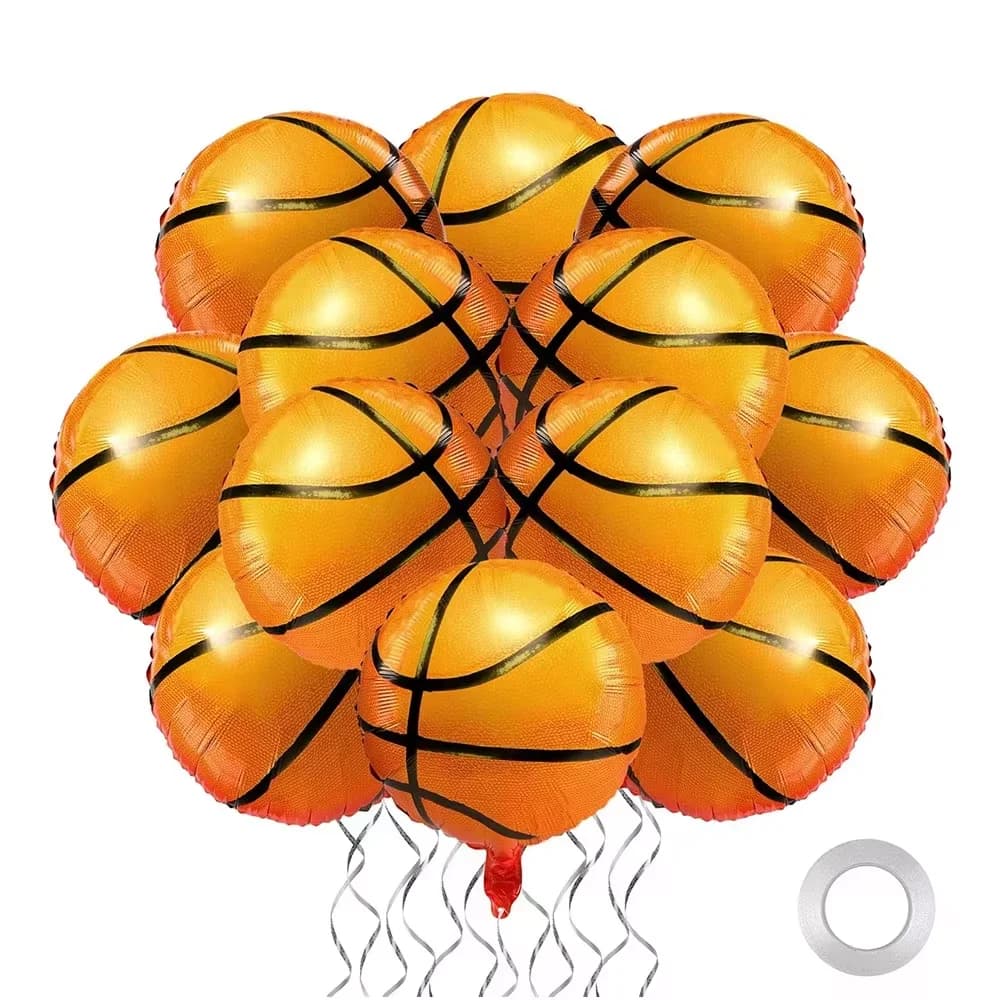 Balloons in Mylar Shape 18-inch Basketball, Basketball Party Decorations, Birthday Party Accessories for Kids and Boys