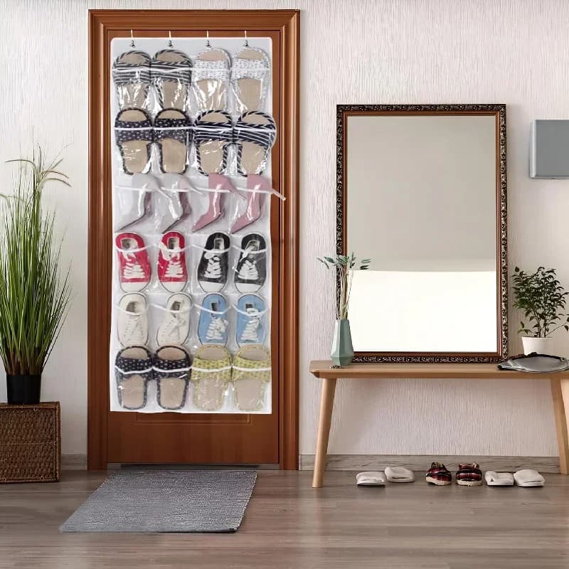 Organizzatore per Scarpe con 24 Tasche, Portascarpe Trasparente in Tessuto da Appendere per Camera da Letto, Dispensa, Dormitorio - Soluzione per la Conservazione di Scarpe e Vestiti