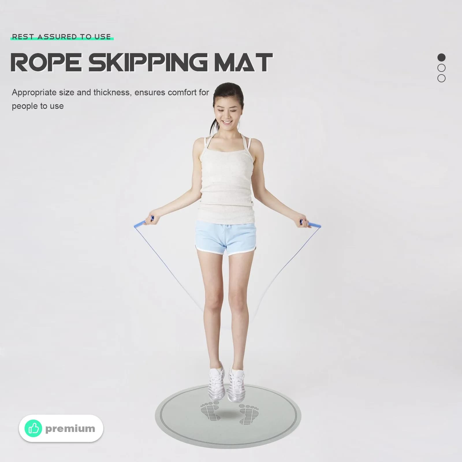 Multipurpose TPE Mat for Jumping with Corda, Portable and Soundproof, for Yoga, Domestic and Fitness Training, Silent Salt