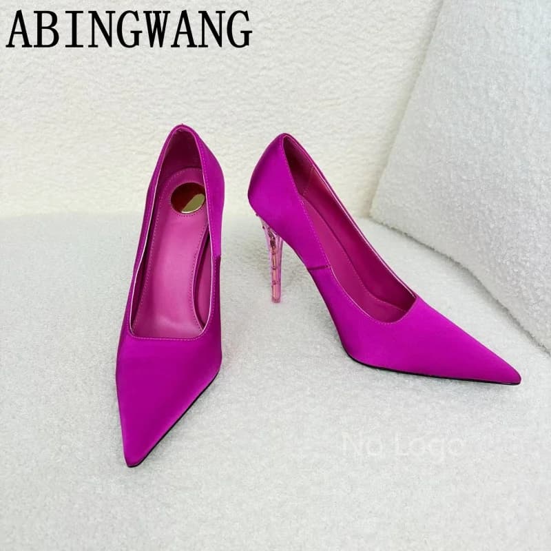 Sexy Women High Heel Pumps Summer New Satin Slip On Pointed Toe Ladies Slides Sexy Party Sandals Gladiator Sandalias Woman