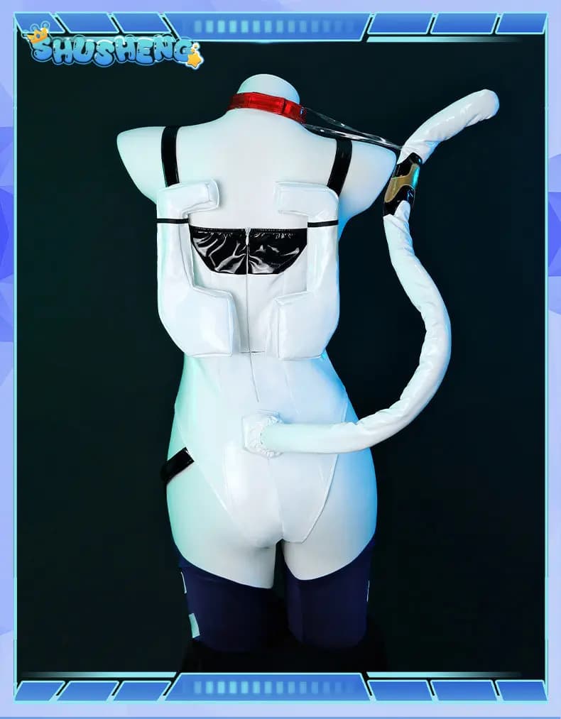 Costume cosplay Ayanami Rei con orecchie da gatto, fatto a mano, in EVA, per donna, tuta sexy in pelle, guanti, calze, copricapo, uniforme per feste di Halloween