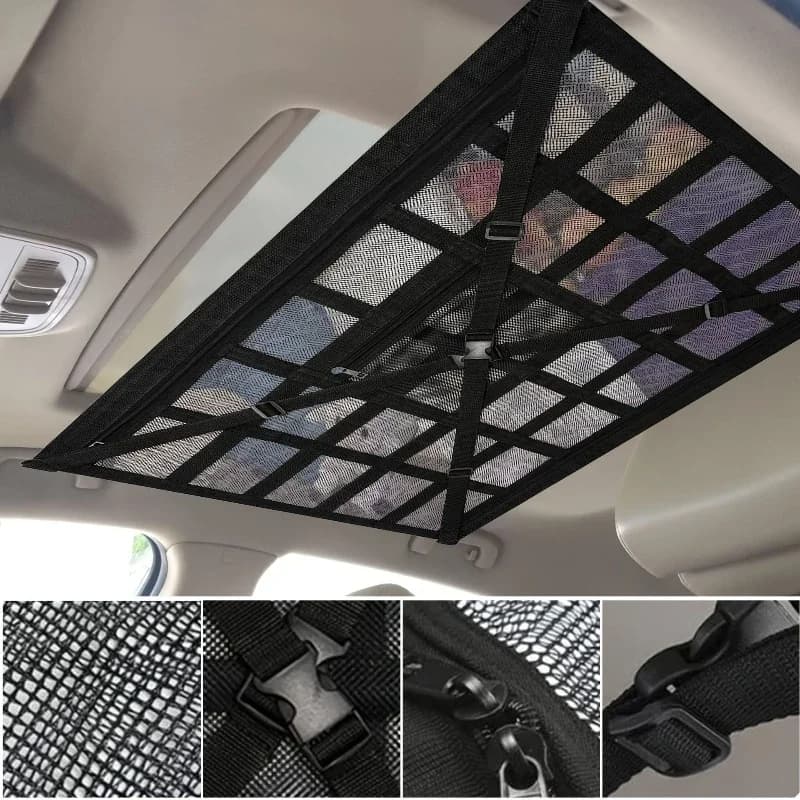 Borsa per organizer in rete tascabile per rete da carico per tetto auto, portaoggetti universale, riordino, bagagli anti-cedimento per cabina da campeggio SUV Van