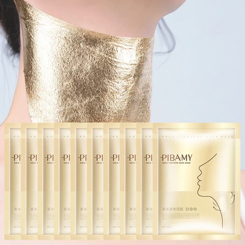 Maschera per il collo rassodante dorata Idratante Nutriente Illuminante Maschere per la cura della pelle del collo idratante Prodotti per la cura della pelle dei collo di bellezza