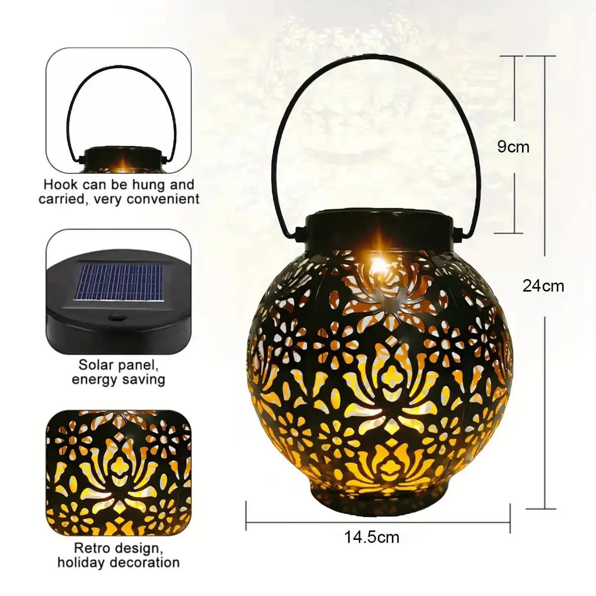 Luce solare ferro arte appendendo luce all'aperto per luci condotte impermeabile spina lampada patio giardino Lanscape illuminazione Pathway decorazione