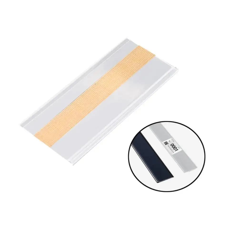 60 Pezzi 3x7cm Strisce Porta-Dati in PVC per Scaffali, Clip Porta-Prezzi, Espositori per Etichette con Nastro Adesivo