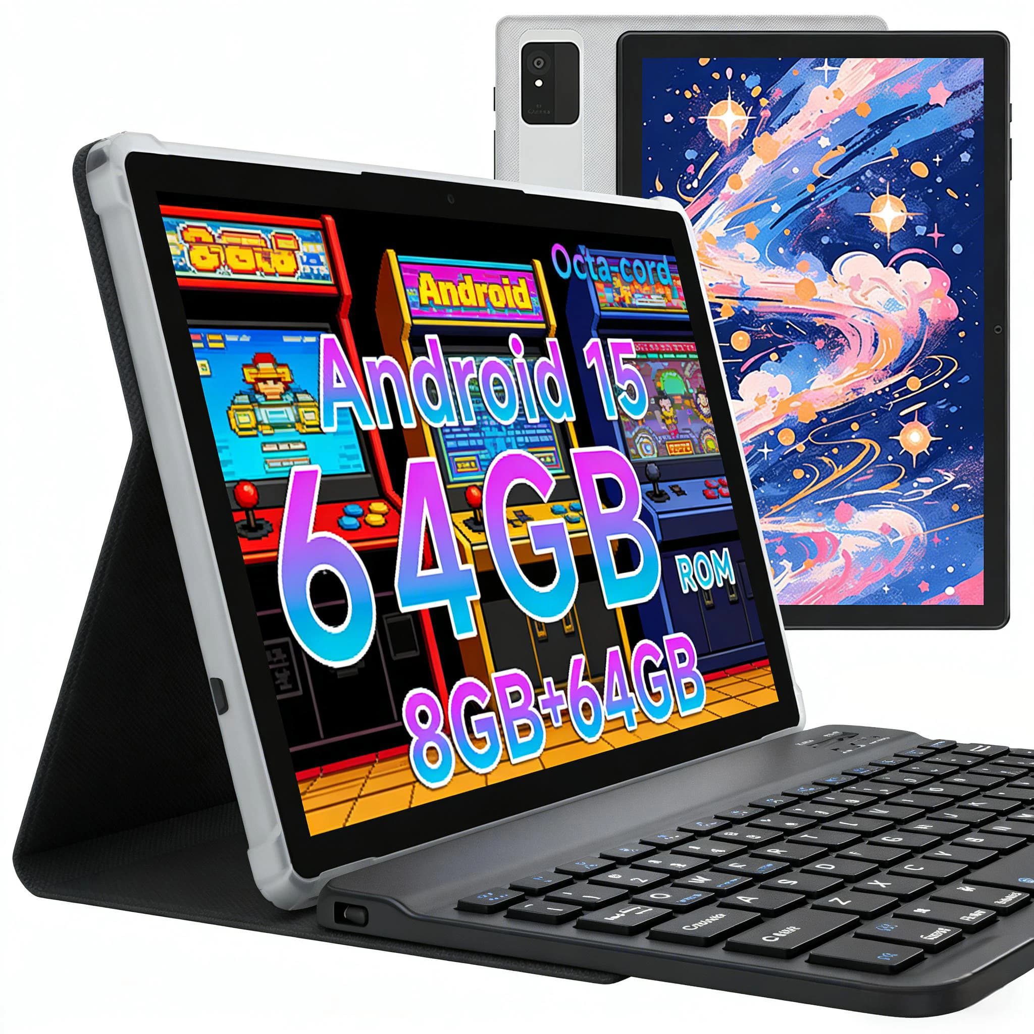 ANRY Tablet Android 15 da 10 Pollici, Octa Core, 8GB (4GB+4GB Espandibili) RAM, 64GB ROM, WiFi, Bluetooth, Batteria 5000mAh, Schermo Touch IPS HD, GMS