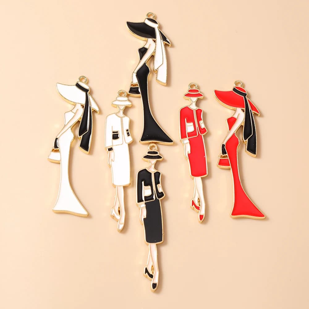 Leslie 5pcs Exquisite Beautiful Women Charms Beauty Pendants for Earrings Necklace Bracelet DIY Jewelry Handmade Craft