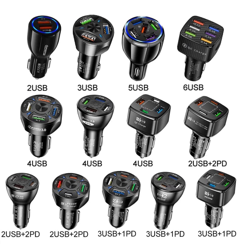 PD QC 3.0 Fast Charging Car Charger USB C Car Mobile Phone Charger Adapter For iPhone For Xiaomi For Samsung For Huawei 2025
