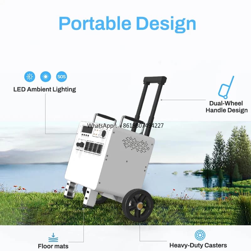 Generatore Solare Portatile Stile Moderno 2400W, Stazione di Ricarica con Batteria LiFePO4 da 2560Wh per Backup Commerciale