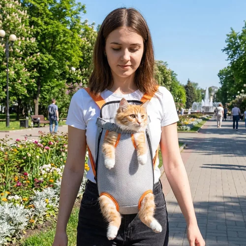Breathable Mesh Dog Front Carrier Adjustable Strap Portable Pet Carrier Backpack Double Shoulder Hands-free Pet Chest Bag