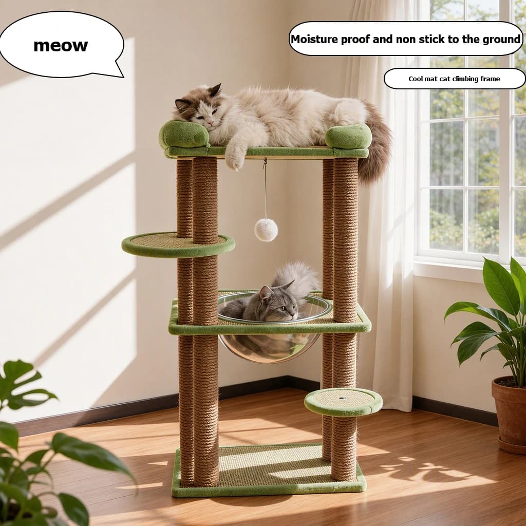 Castle Cat Tower Indoor Tree Post Modern Wooden Cat Tower Climbing Stairs Things Home Decor