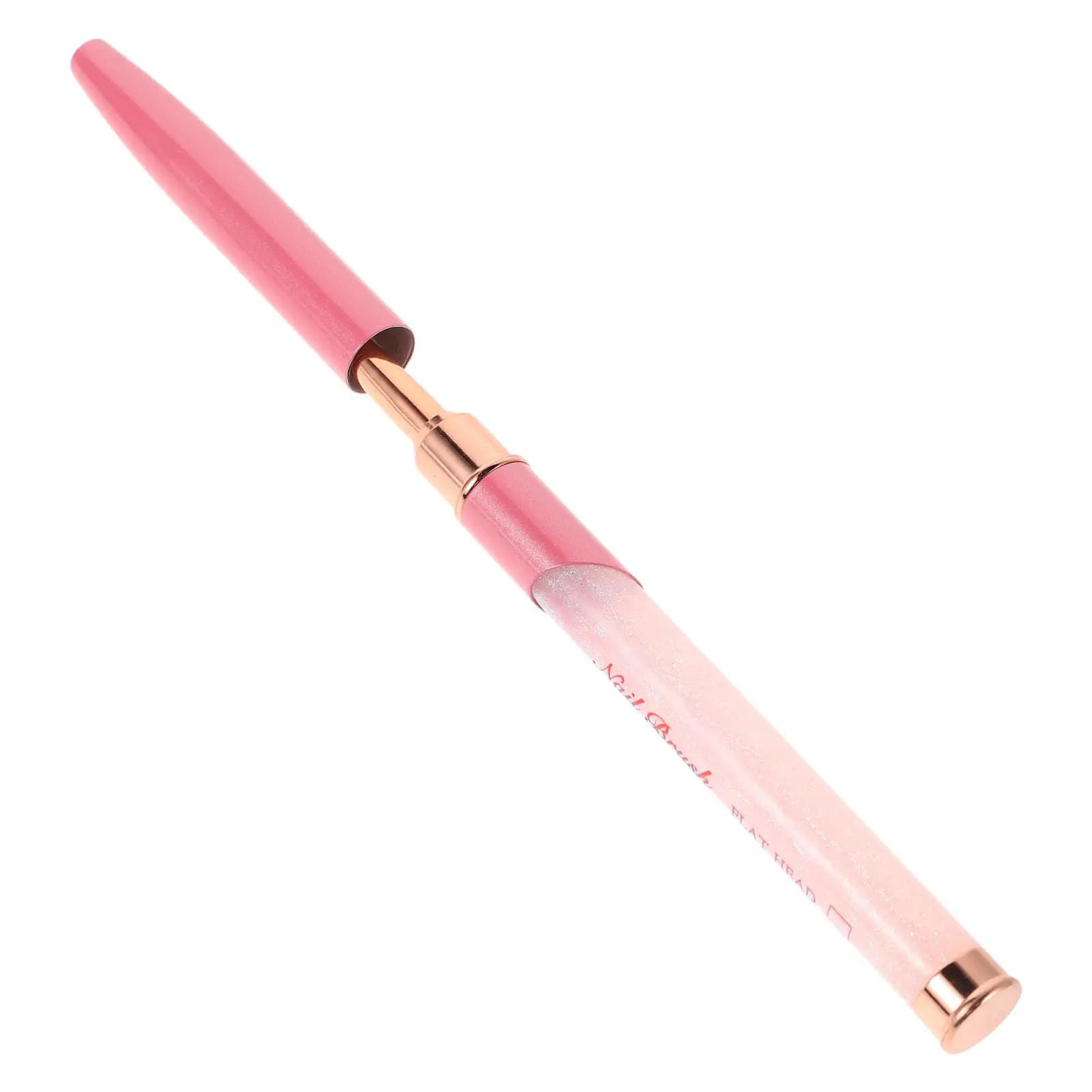 Pennelli per Nail Art con Testa Piatta e Cappuccio Incluso, Strumenti per Design Unghie con Pennello per Gel Polish, Pennello Builder, Manicure Professionale