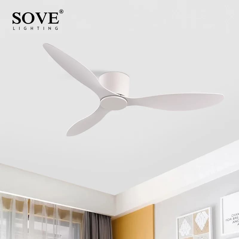 Ventilatori da soffitto SOVE moderni da 30 W con motore CC a pavimento basso bianco nero con telecomando Ventilatore da soffitto semplice senza luce Ventilatore domestico 220 V