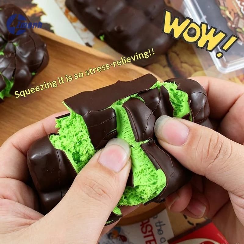 New！Chocolate Wax Cracking Squeeze Toy Cat Paw Donut Crunchy Sound Ball Crispy Feel Crackable Texture Sensory Squeeze Toy
