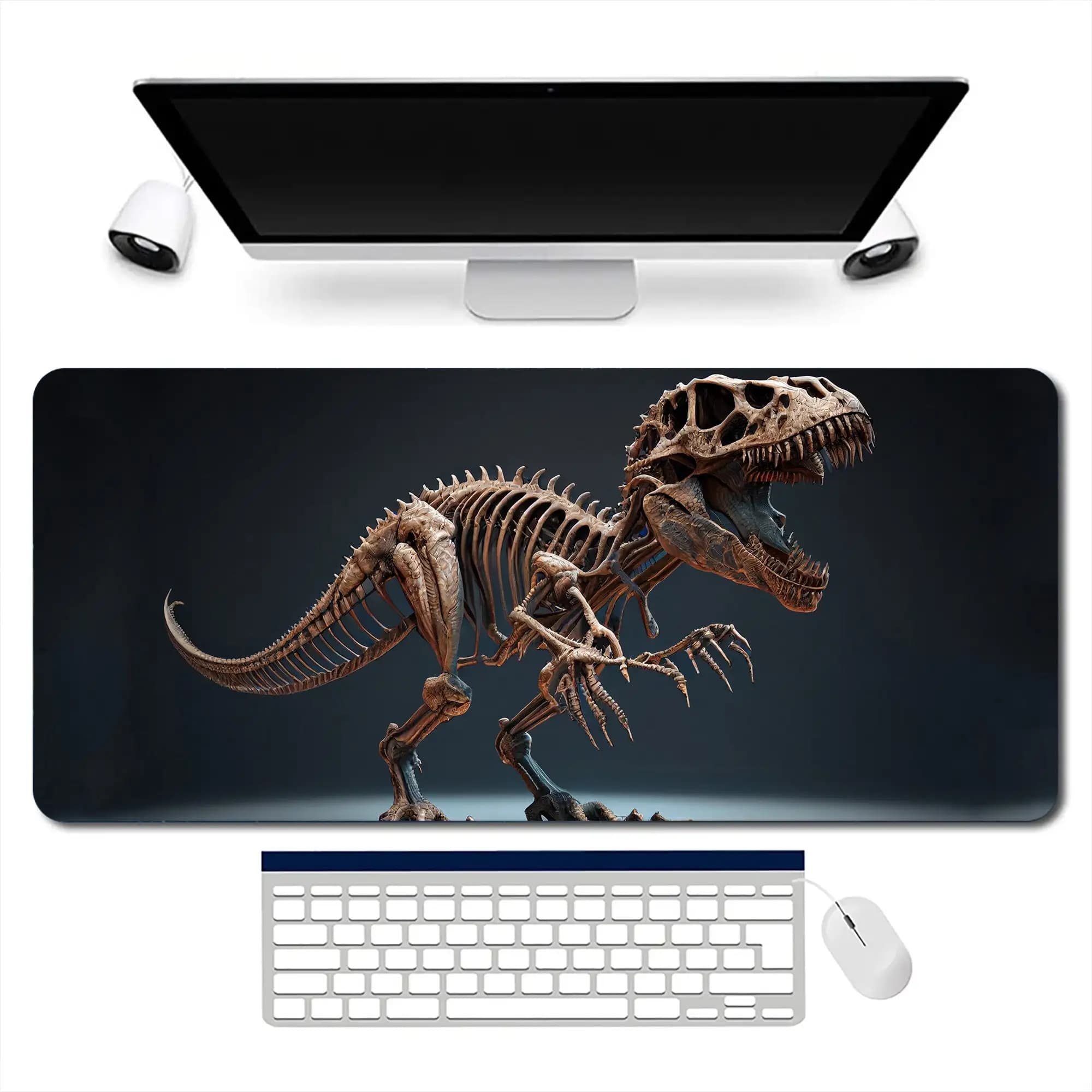 Tappetino da scrivania con scheletro di dinosauro Tyrannosaurus, tappetino da scrivania da gioco XXL, tappetino per mouse carino, bellissimo protettore per il desktop, regalo perfetto per gli amici.